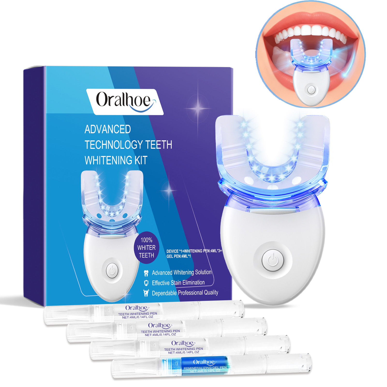 Teeth Whitening Gum - Kit profissional de luz led para