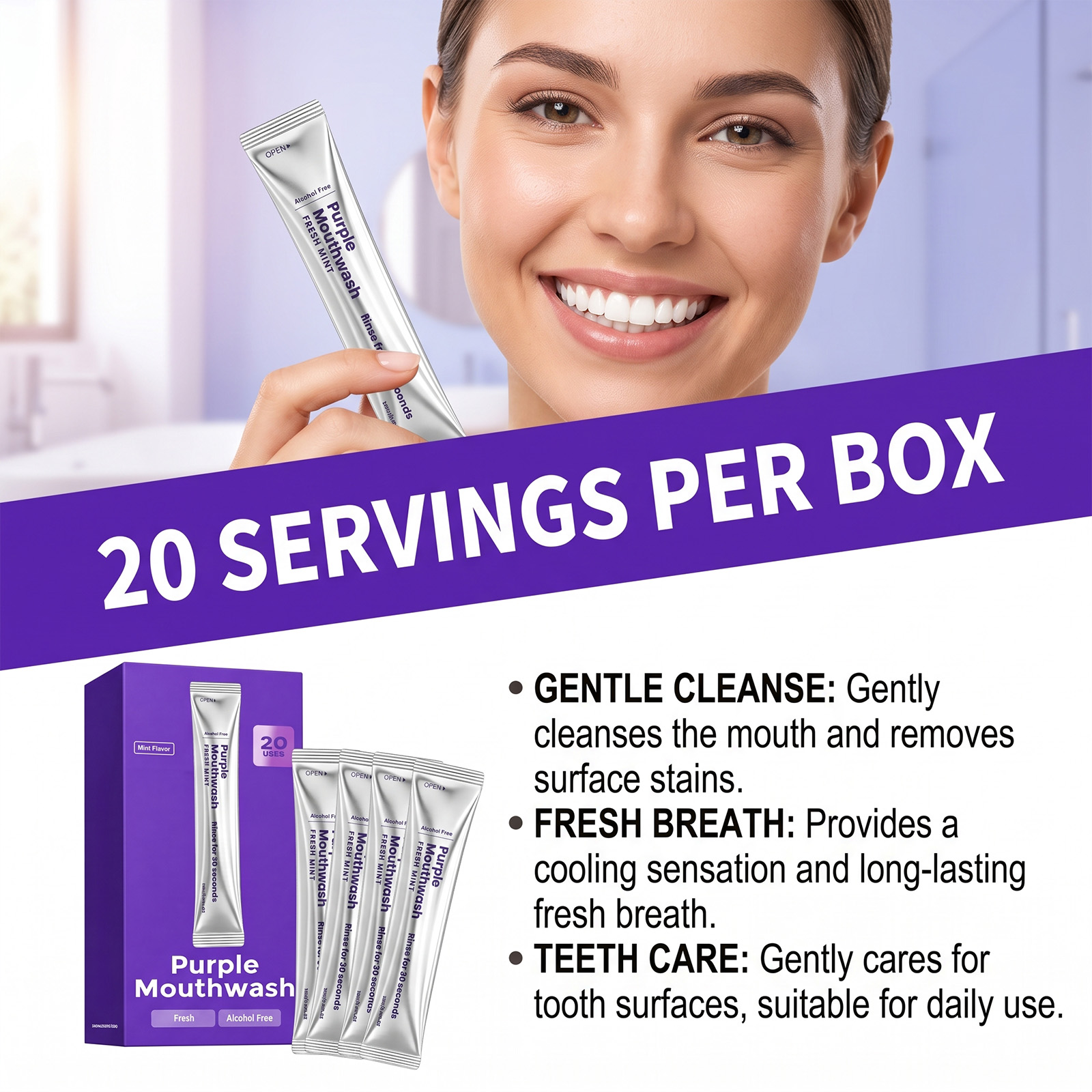 Pacote com 20 Enxaguantes Buca - Teeth Whitening Gum avaliação e preço